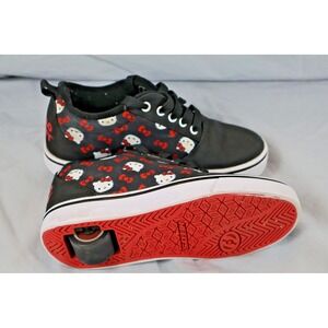 Heelys Hello Kitty Shoes Youth Size 2 Black Red White Roller Skate Sneakers Girl